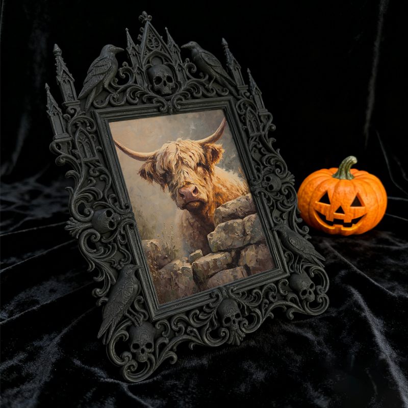 5-star-approved Gothic Dark-style Photo Frame | Werewolf-themed Cabin Porch Table Decor, Photo Ornament, Dual-use Display, Sturdy Frame