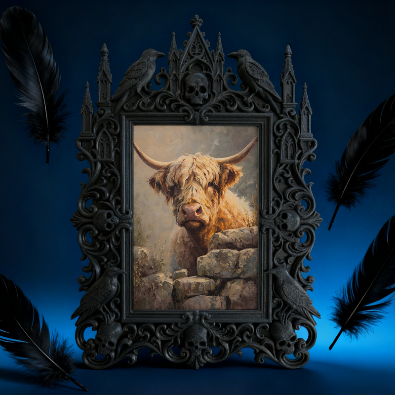 5-star-approved Gothic Dark-style Photo Frame | Werewolf-themed Cabin Porch Table Decor, Photo Ornament, Dual-use Display, Sturdy Frame