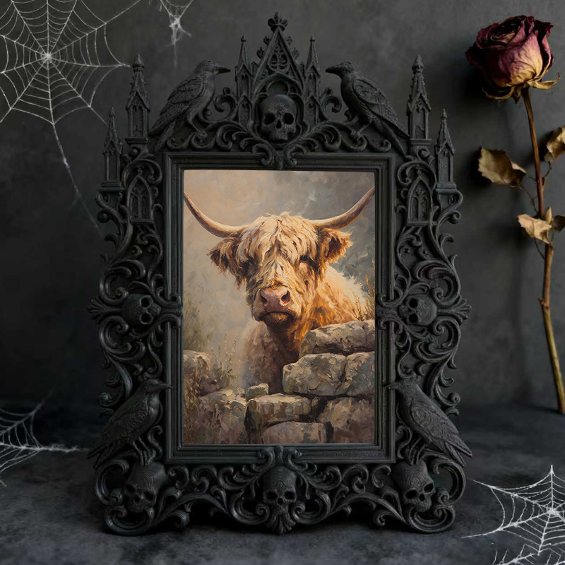 5-star-approved Gothic Dark-style Photo Frame | Werewolf-themed Cabin Porch Table Decor, Photo Ornament, Dual-use Display, Sturdy Frame