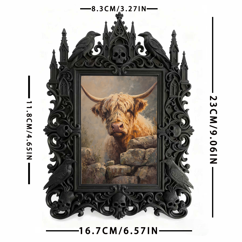 5-star-approved Gothic Dark-style Photo Frame | Werewolf-themed Cabin Porch Table Decor, Photo Ornament, Dual-use Display, Sturdy Frame