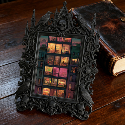 Exclusive-stock-pick Gothic Dark-style Photo Frame | Occult Home Reading Lamp Side Decor, Photo Ornament, Wall-mountable & Tabletop, Collect