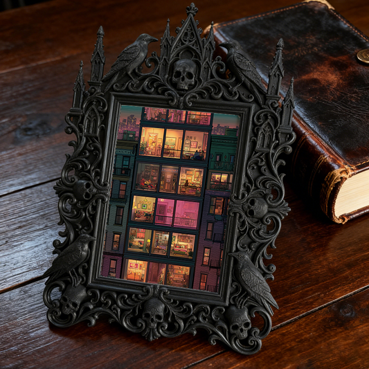 Exclusive-stock-pick Gothic Dark-style Photo Frame | Occult Home Reading Lamp Side Decor, Photo Ornament, Wall-mountable & Tabletop, Collect