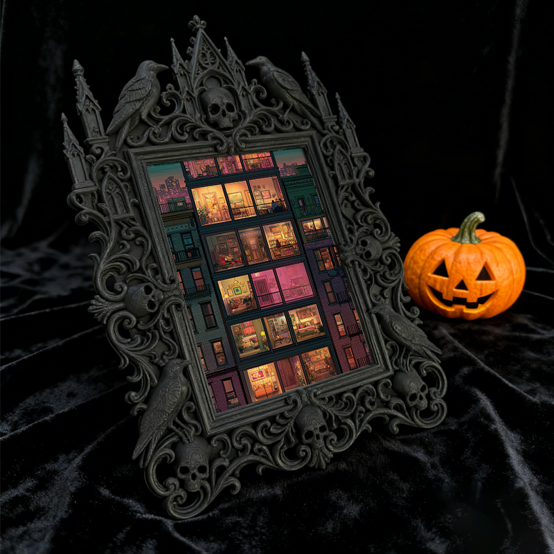 Exclusive-stock-pick Gothic Dark-style Photo Frame | Occult Home Reading Lamp Side Decor, Photo Ornament, Wall-mountable & Tabletop, Collect