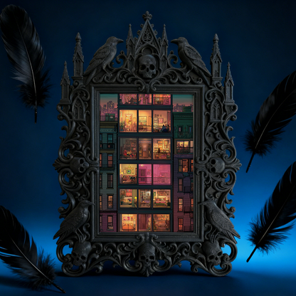 Exclusive-stock-pick Gothic Dark-style Photo Frame | Occult Home Reading Lamp Side Decor, Photo Ornament, Wall-mountable & Tabletop, Collect