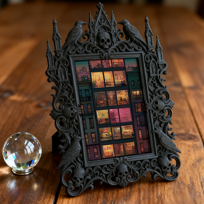 Exclusive-stock-pick Gothic Dark-style Photo Frame | Occult Home Reading Lamp Side Decor, Photo Ornament, Wall-mountable & Tabletop, Collect