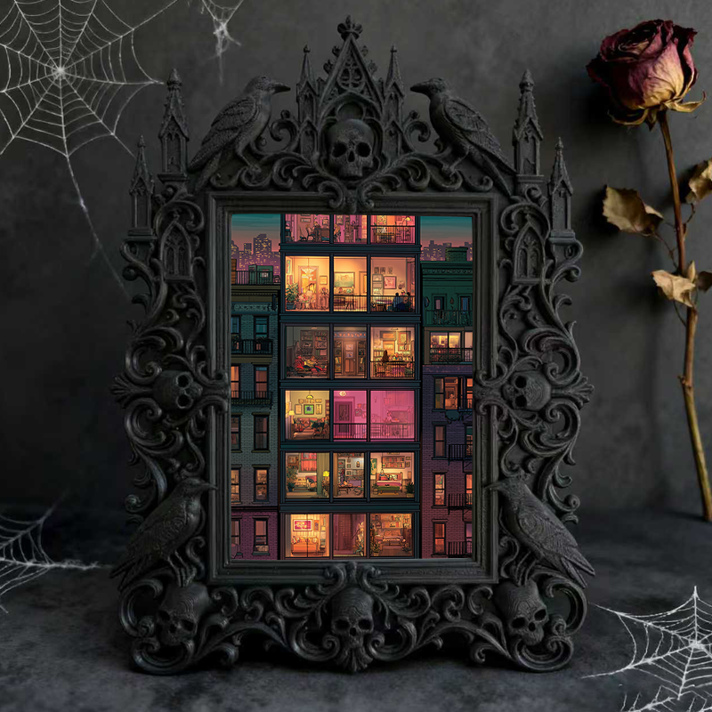 Exclusive-stock-pick Gothic Dark-style Photo Frame | Occult Home Reading Lamp Side Decor, Photo Ornament, Wall-mountable & Tabletop, Collect