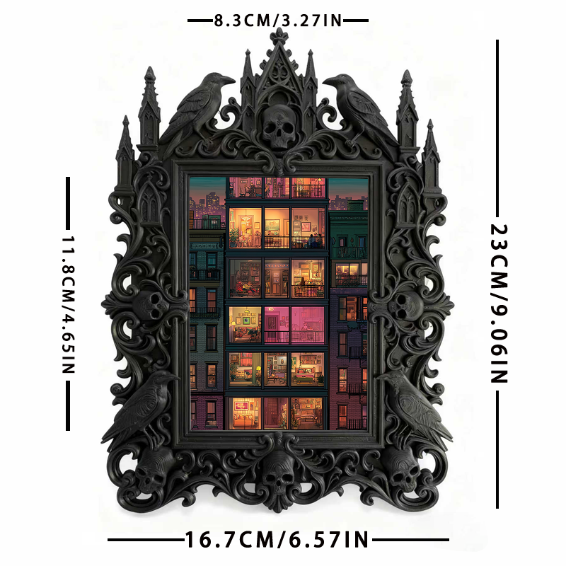 Exclusive-stock-pick Gothic Dark-style Photo Frame | Occult Home Reading Lamp Side Decor, Photo Ornament, Wall-mountable & Tabletop, Collect