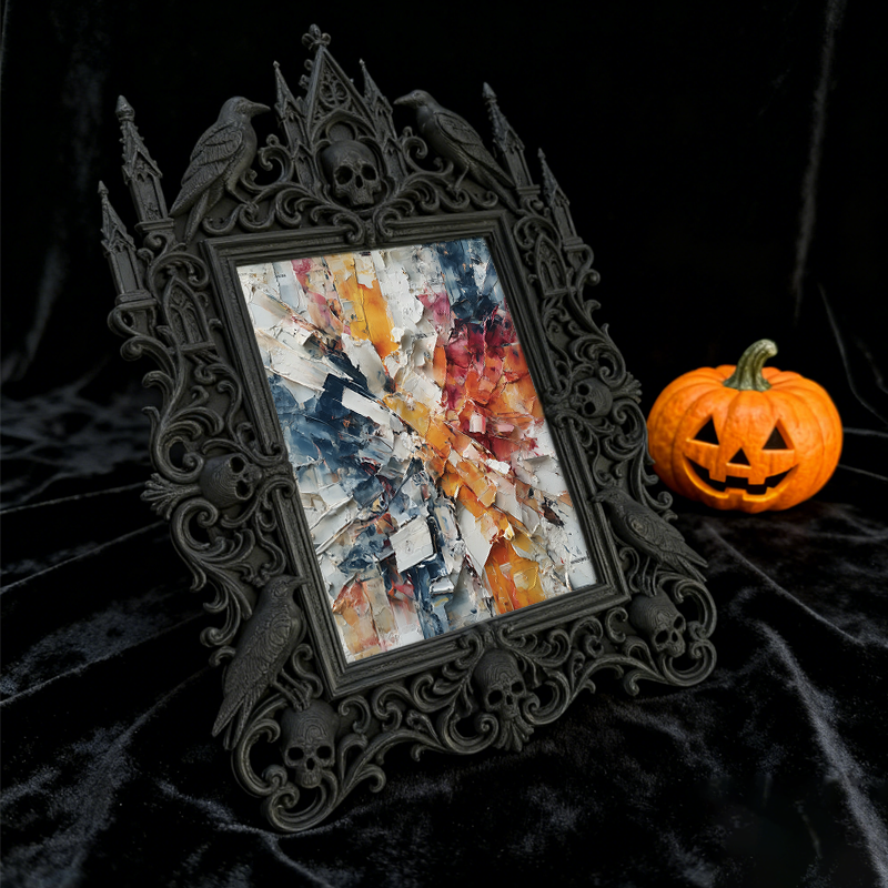 Reel-hit-pick Gothic Dark-style Photo Frame | Gothic Kids’ Ghost Themed Bedroom Decor, Photo Ornament, Wall-mountable & Tabletop, High-gloss