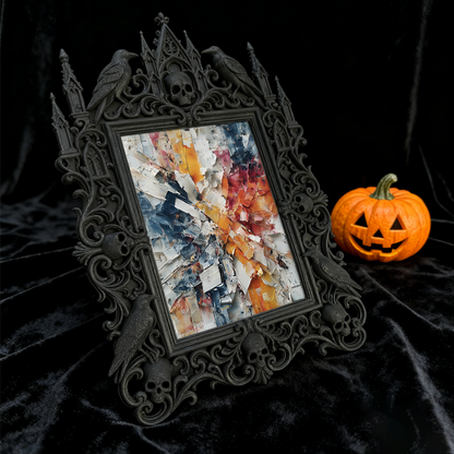 Reel-hit-pick Gothic Dark-style Photo Frame | Gothic Kids’ Ghost Themed Bedroom Decor, Photo Ornament, Wall-mountable & Tabletop, High-gloss