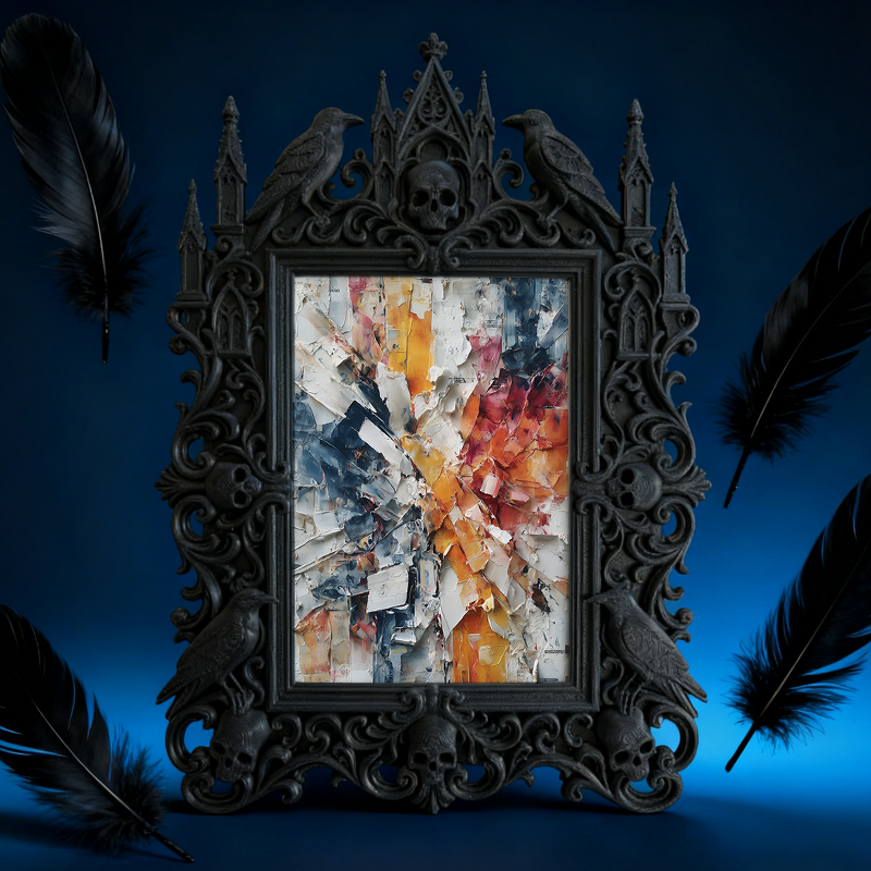 Reel-hit-pick Gothic Dark-style Photo Frame | Gothic Kids’ Ghost Themed Bedroom Decor, Photo Ornament, Wall-mountable & Tabletop, High-gloss
