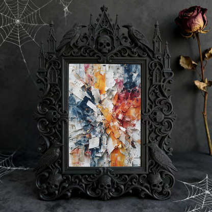 Reel-hit-pick Gothic Dark-style Photo Frame | Gothic Kids’ Ghost Themed Bedroom Decor, Photo Ornament, Wall-mountable & Tabletop, High-gloss