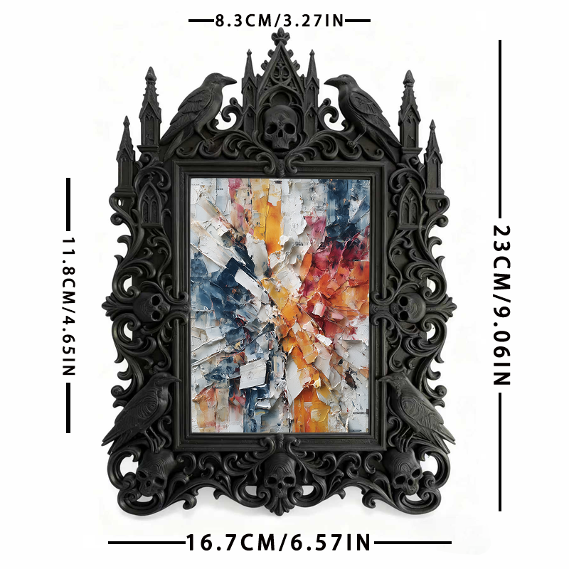 Reel-hit-pick Gothic Dark-style Photo Frame | Gothic Kids’ Ghost Themed Bedroom Decor, Photo Ornament, Wall-mountable & Tabletop, High-gloss