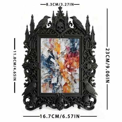 Reel-hit-pick Gothic Dark-style Photo Frame | Gothic Kids’ Ghost Themed Bedroom Decor, Photo Ornament, Wall-mountable & Tabletop, High-gloss