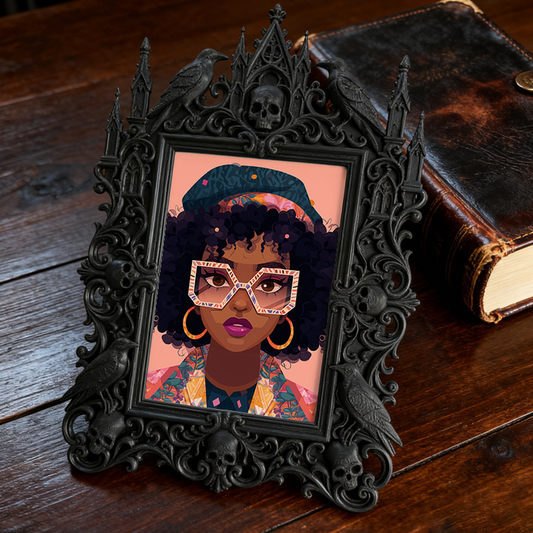 Edgy-classic-pick Gothic Dark-style Photo Frame | Horror Movie Fan Cave Wall Shelf Decor, Photo Ornament, Dual-use Display, Minimalist Frame