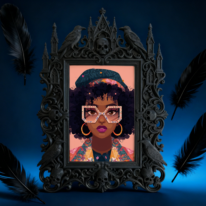 Edgy-classic-pick Gothic Dark-style Photo Frame | Horror Movie Fan Cave Wall Shelf Decor, Photo Ornament, Dual-use Display, Minimalist Frame