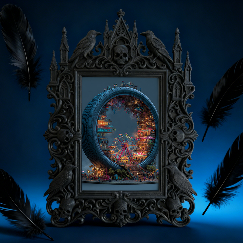 Luxe-dark-chic Gothic Dark-style Photo Frame | Dark Academia Bookcase Middle Shelf Decor, Photo Ornament, Wall-mountable & Tabletop, Practic
