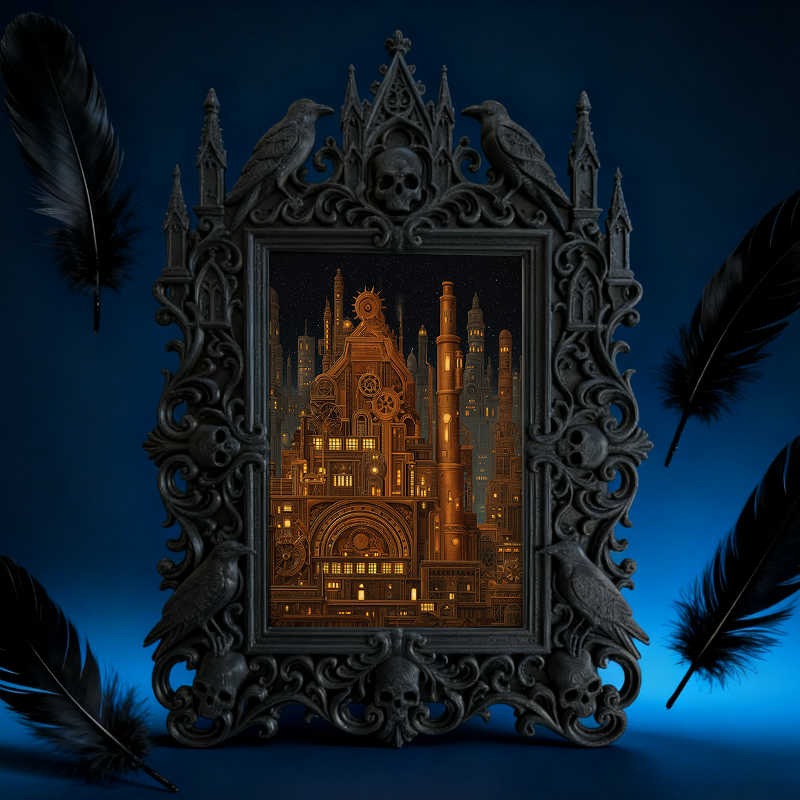 Hard-to-get-pick Gothic Dark-style Photo Frame | Vampire LARP Themed Home Theater Snack Bar Decor, Photo Ornament, Wall/Table Dual-use, Arti