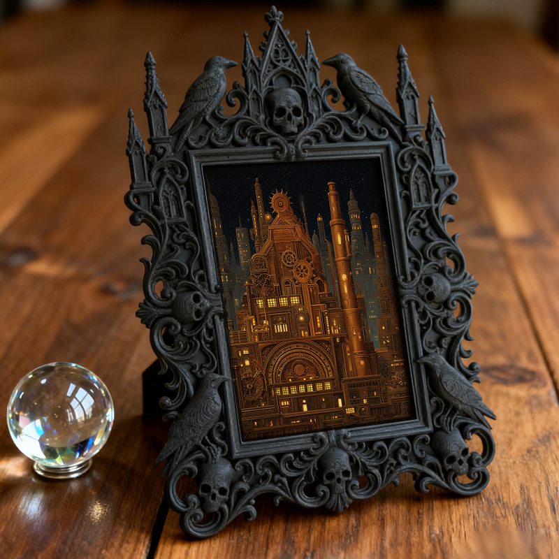 Hard-to-get-pick Gothic Dark-style Photo Frame | Vampire LARP Themed Home Theater Snack Bar Decor, Photo Ornament, Wall/Table Dual-use, Arti