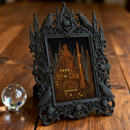 Hard-to-get-pick Gothic Dark-style Photo Frame | Vampire LARP Themed Home Theater Snack Bar Decor, Photo Ornament, Wall/Table Dual-use, Arti