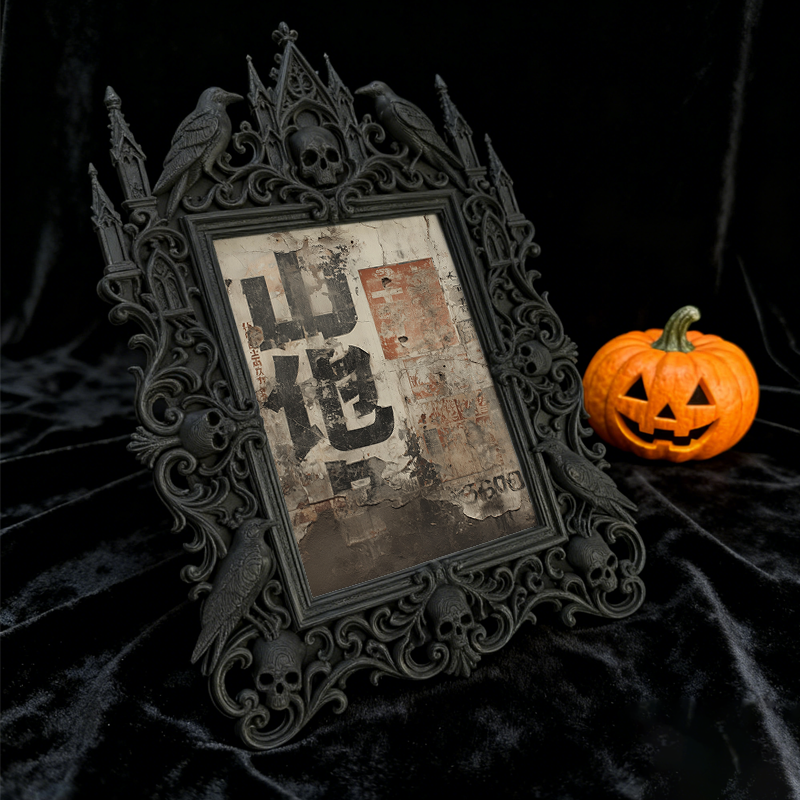 One-of-a-kind-gem Gothic Dark-style Photo Frame | Witchy Kitchen Herb Drying Rack Side Decor, Photo Ornament, Wall-mountable & Tabletop, Por