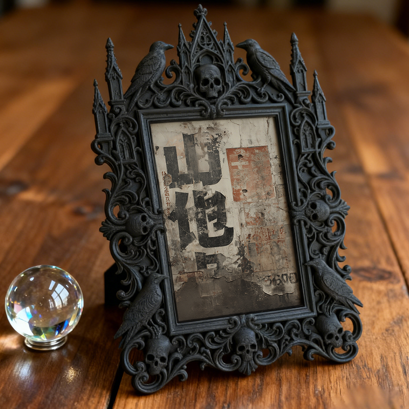 One-of-a-kind-gem Gothic Dark-style Photo Frame | Witchy Kitchen Herb Drying Rack Side Decor, Photo Ornament, Wall-mountable & Tabletop, Por