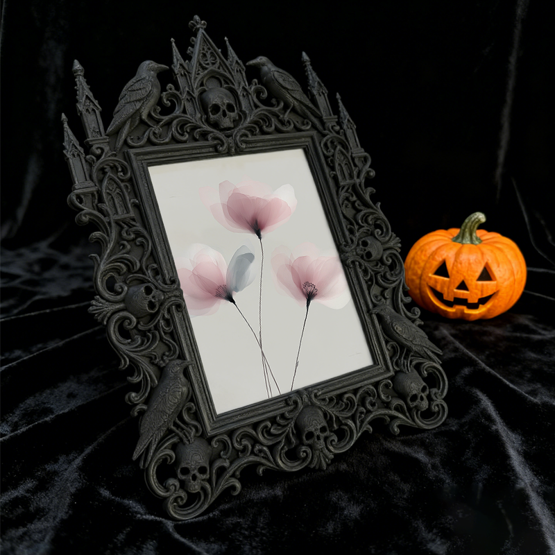 Gothic Dark-style Photo Frame | Gothic Handmade Beeswax Candle Shop Decor, Photo Ornament, Wall-mountable & Tabletop, Plastic Frame