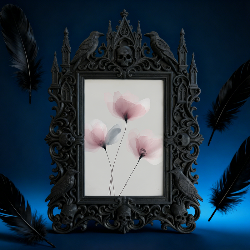 Gothic Dark-style Photo Frame | Gothic Handmade Beeswax Candle Shop Decor, Photo Ornament, Wall-mountable & Tabletop, Plastic Frame