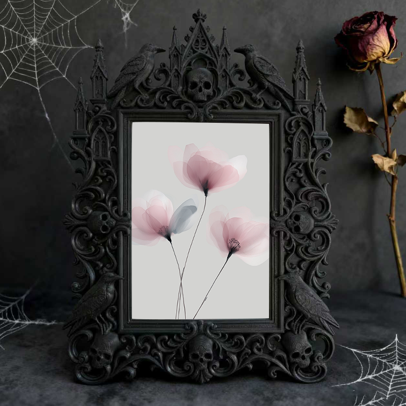 Gothic Dark-style Photo Frame | Gothic Handmade Beeswax Candle Shop Decor, Photo Ornament, Wall-mountable & Tabletop, Plastic Frame