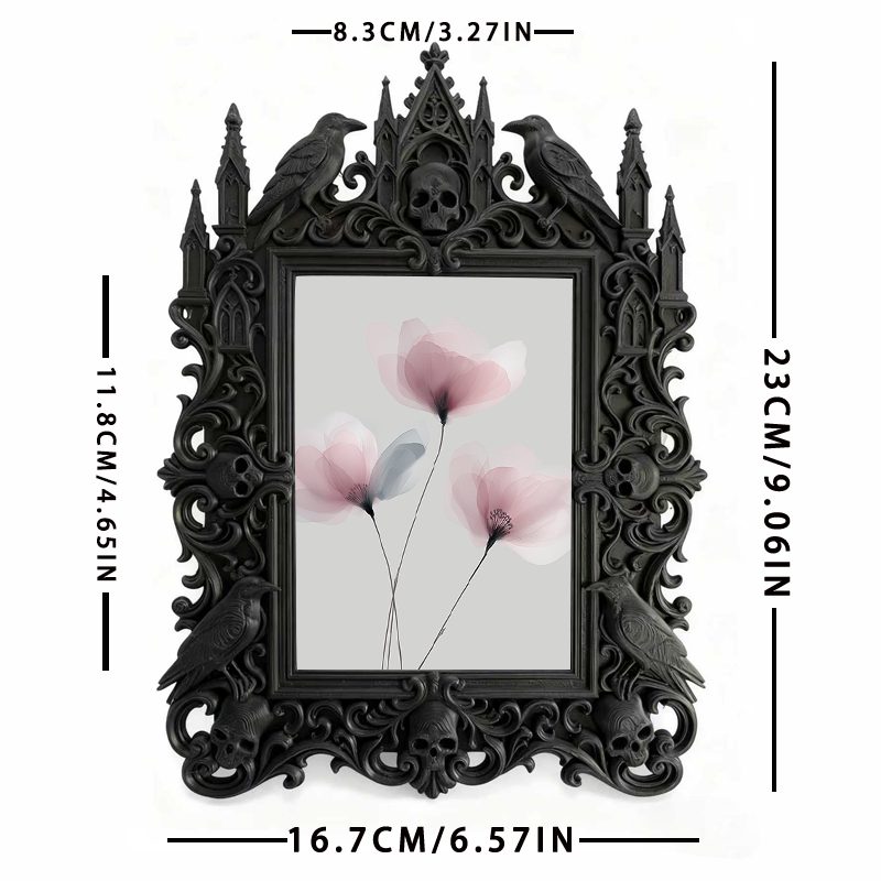 Gothic Dark-style Photo Frame | Gothic Handmade Beeswax Candle Shop Decor, Photo Ornament, Wall-mountable & Tabletop, Plastic Frame