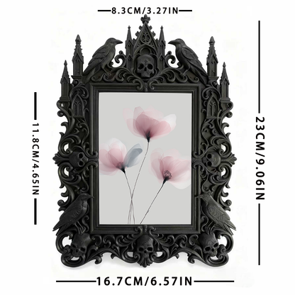 Gothic Dark-style Photo Frame | Gothic Handmade Beeswax Candle Shop Decor, Photo Ornament, Wall-mountable & Tabletop, Plastic Frame