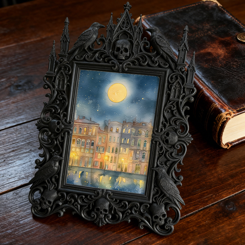 Insta-trending Gothic Dark-style Photo Frame | Dark Academia Vintage Ink Bottle Shop Decor, Photo Ornament, Wall/Table Dual-use, Durable Fra