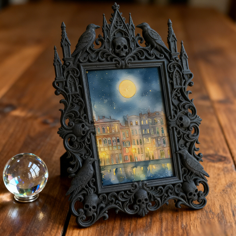 Insta-trending Gothic Dark-style Photo Frame | Dark Academia Vintage Ink Bottle Shop Decor, Photo Ornament, Wall/Table Dual-use, Durable Fra