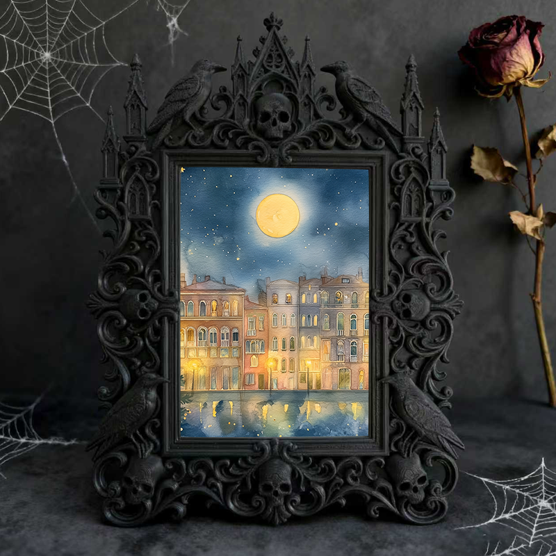 Insta-trending Gothic Dark-style Photo Frame | Dark Academia Vintage Ink Bottle Shop Decor, Photo Ornament, Wall/Table Dual-use, Durable Fra