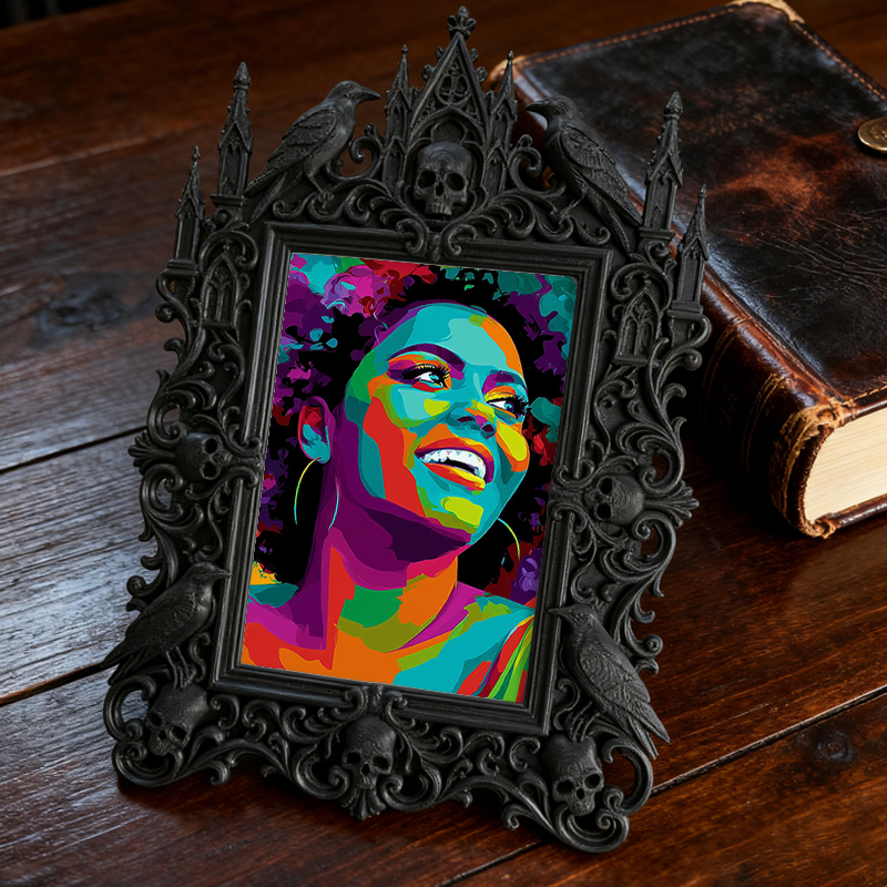 Bestselling-now Gothic Dark-style Photo Frame | Witchy Crystal Wand Craft Shop Decor, Photo Ornament, Dual-use Display, Retro Plastic Frame