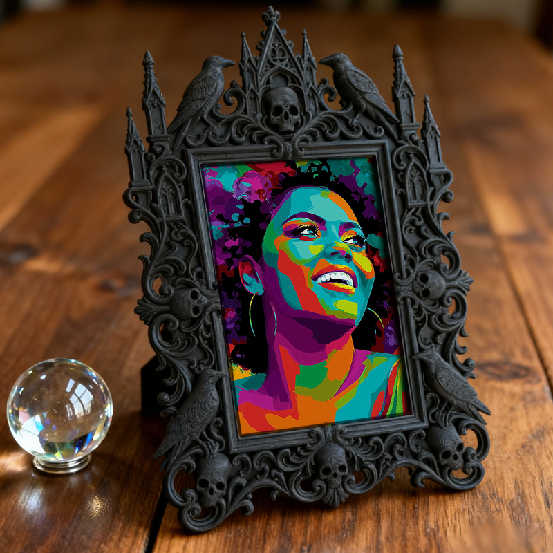 Bestselling-now Gothic Dark-style Photo Frame | Witchy Crystal Wand Craft Shop Decor, Photo Ornament, Dual-use Display, Retro Plastic Frame