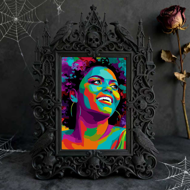 Bestselling-now Gothic Dark-style Photo Frame | Witchy Crystal Wand Craft Shop Decor, Photo Ornament, Dual-use Display, Retro Plastic Frame