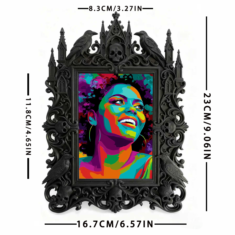 Bestselling-now Gothic Dark-style Photo Frame | Witchy Crystal Wand Craft Shop Decor, Photo Ornament, Dual-use Display, Retro Plastic Frame