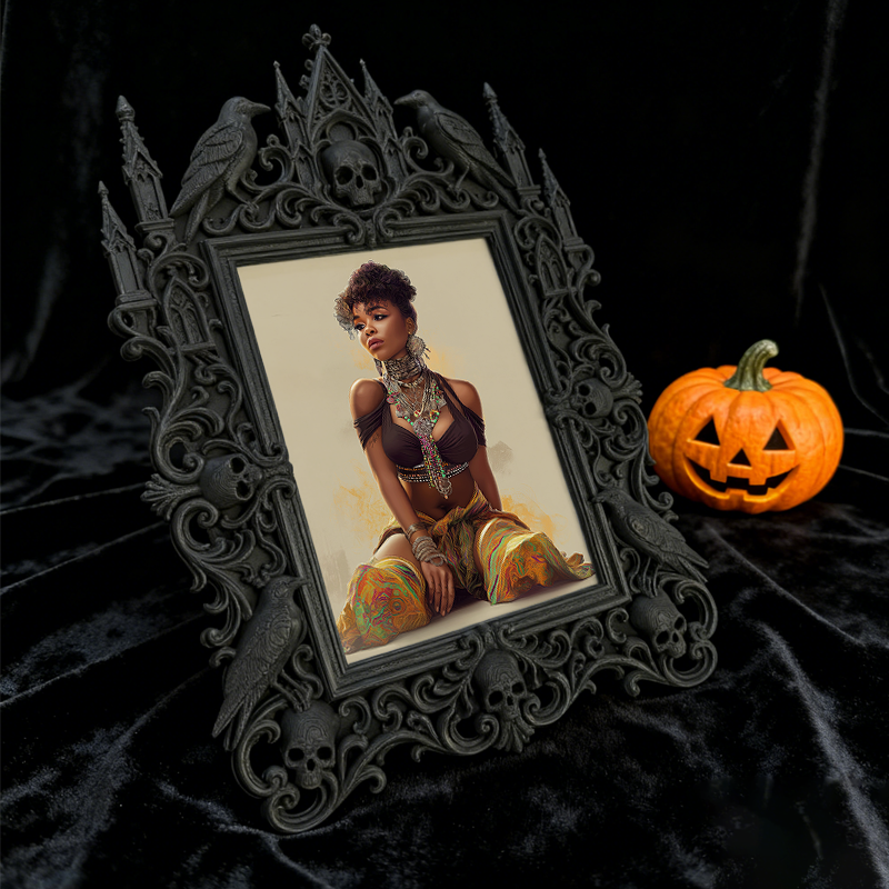 Highly-coveted Gothic Dark-style Photo Frame | Gothic Matte Nail Art Sticker Shop Decor, Photo Ornament, Wall-mountable & Tabletop, Scratch-