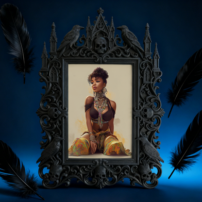 Highly-coveted Gothic Dark-style Photo Frame | Gothic Matte Nail Art Sticker Shop Decor, Photo Ornament, Wall-mountable & Tabletop, Scratch-