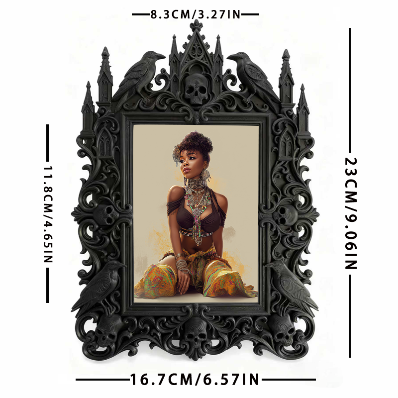 Highly-coveted Gothic Dark-style Photo Frame | Gothic Matte Nail Art Sticker Shop Decor, Photo Ornament, Wall-mountable & Tabletop, Scratch-