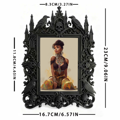 Highly-coveted Gothic Dark-style Photo Frame | Gothic Matte Nail Art Sticker Shop Decor, Photo Ornament, Wall-mountable & Tabletop, Scratch-