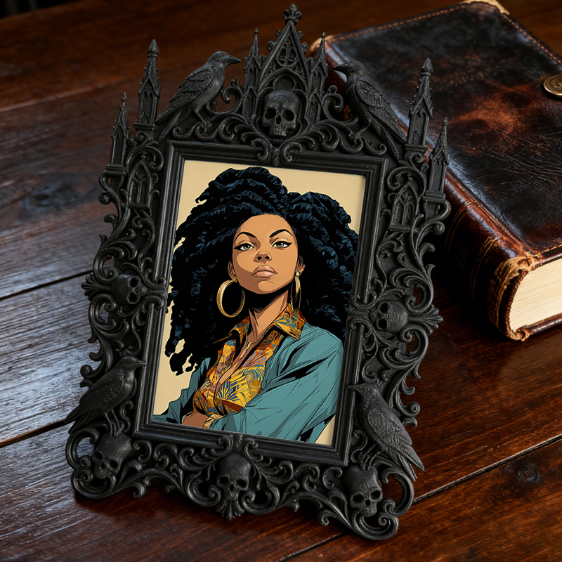 Must-grab Gothic Dark-style Photo Frame | Horror Themed Vinyl Record Shop Decor, Photo Ornament, Wall-mountable & Tabletop, Slim Frame
