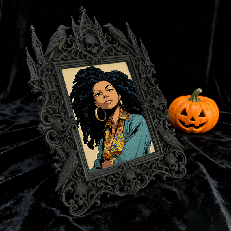 Must-grab Gothic Dark-style Photo Frame | Horror Themed Vinyl Record Shop Decor, Photo Ornament, Wall-mountable & Tabletop, Slim Frame