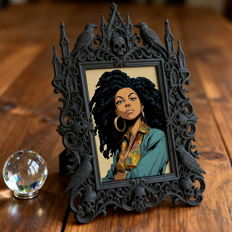 Must-grab Gothic Dark-style Photo Frame | Horror Themed Vinyl Record Shop Decor, Photo Ornament, Wall-mountable & Tabletop, Slim Frame