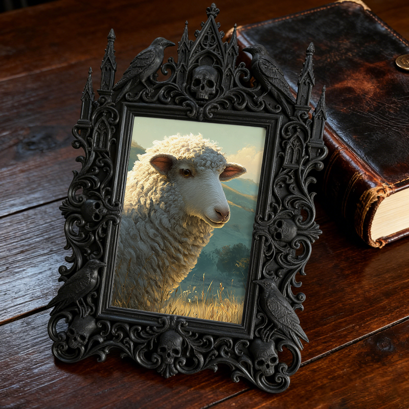 Rare-gem Gothic Dark-style Photo Frame | Werewolf-themed Hunting Knife Shop Decor, Photo Ornament, Wall/Table Dual-use, Rustic Frame