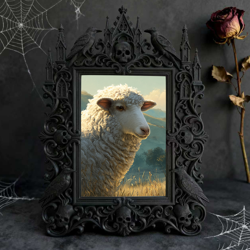 Rare-gem Gothic Dark-style Photo Frame | Werewolf-themed Hunting Knife Shop Decor, Photo Ornament, Wall/Table Dual-use, Rustic Frame