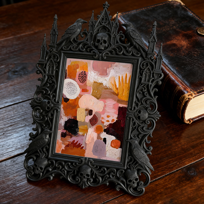 Reel-famous Gothic Dark-style Photo Frame | Gothic Eyelash Glue Remover Shop Decor, Photo Ornament, Wall-mountable & Tabletop, High-gloss Fr