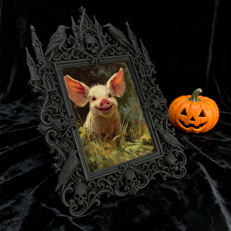 Customer-raved Gothic Dark-style Photo Frame | Horror Movie Character Statue Shop Decor, Photo Ornament, Dual-use Display, Minimalist Frame