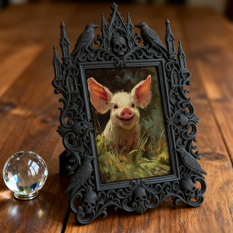Customer-raved Gothic Dark-style Photo Frame | Horror Movie Character Statue Shop Decor, Photo Ornament, Dual-use Display, Minimalist Frame