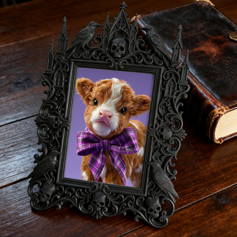 Luxe-dark Gothic Dark-style Photo Frame | Dark Calligraphy Paper Shop Decor, Photo Ornament, Wall-mountable & Tabletop, Practical Frame